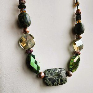 Rare One of Kind Necklace Fossilized Stromatolite Flashy Glass
